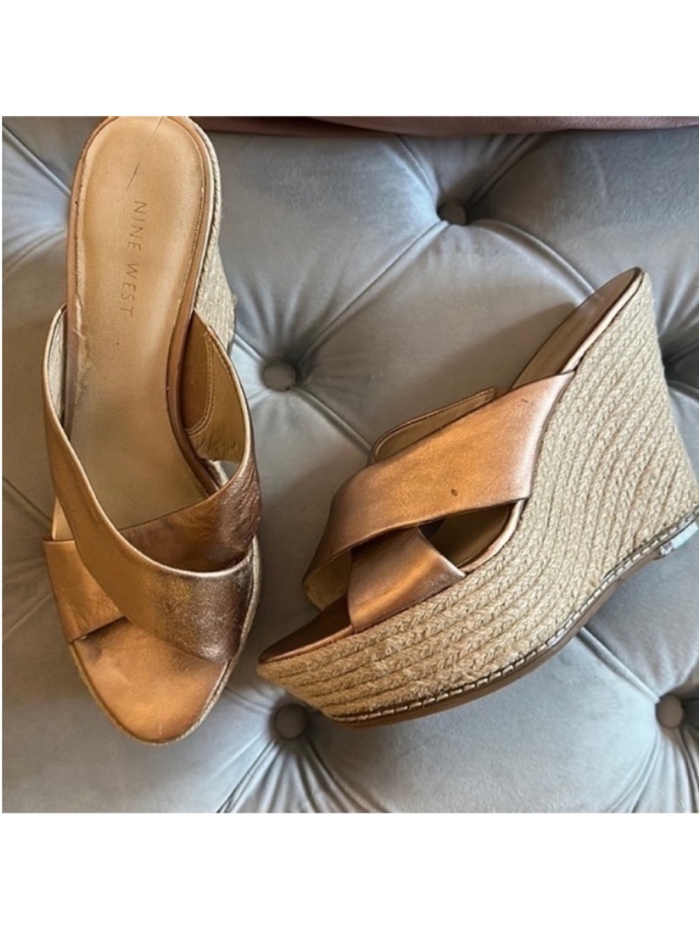 Nine West Metallic rose gold Espadrille Wedge heels
